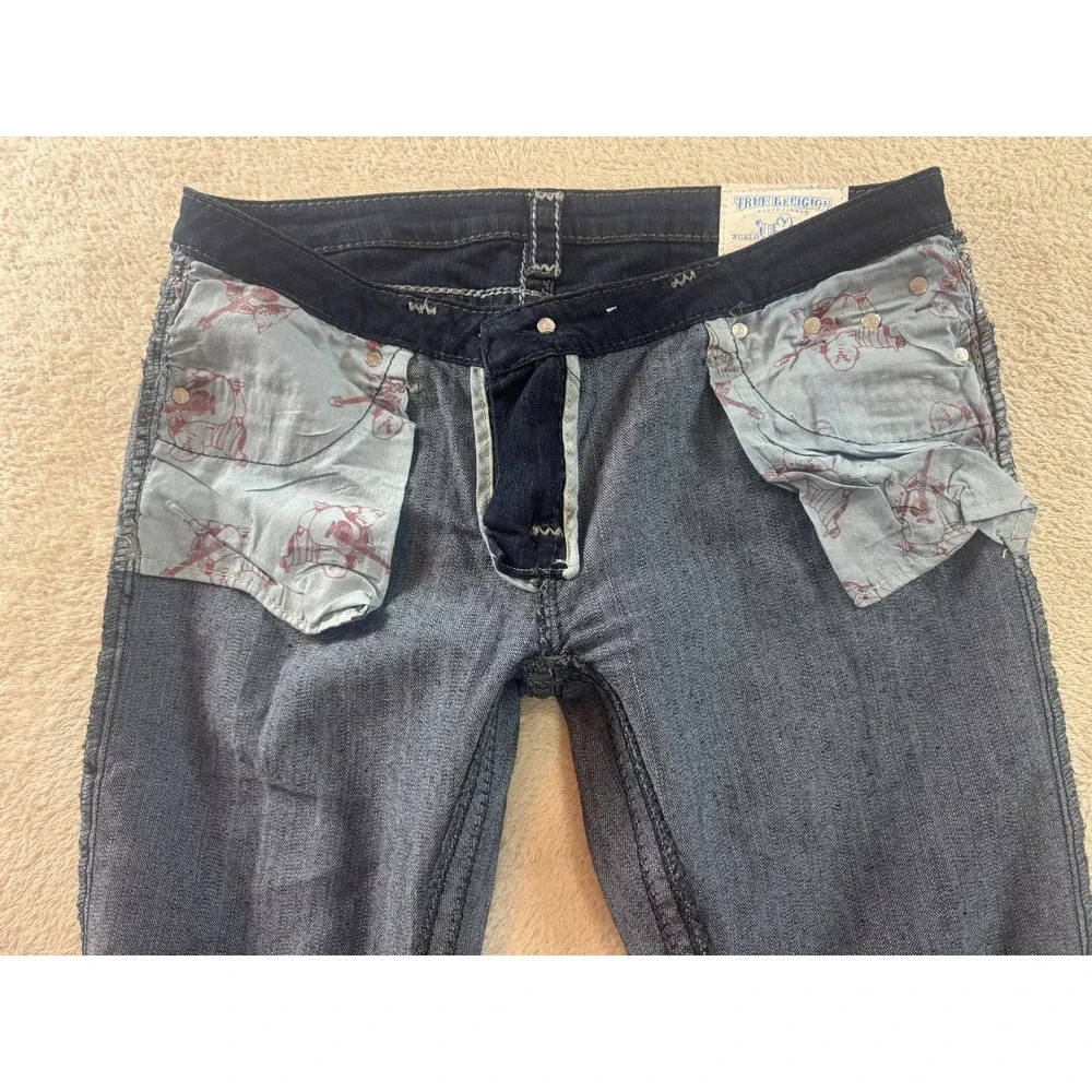 True Religion Becca Bootcut Jeans Womens 32 Dark Blue Denim Flap Pocket USA Made